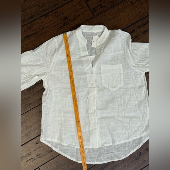 Linen White Casual top short sleeve size medium - Picture 6 of 7